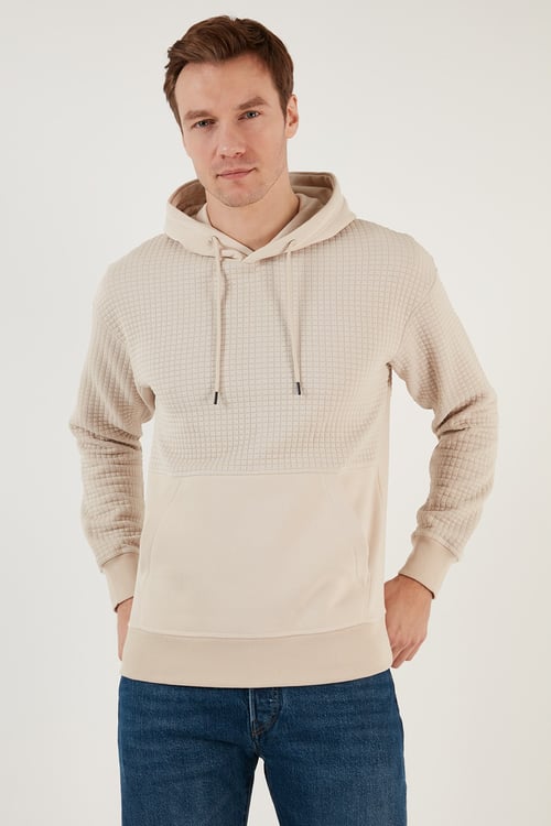 Core Jcoblack Relaxed Fit Kapüşonlu Erkek Sweat 12245407 BEJ