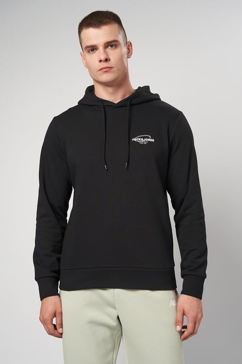 Core Jcoboost Pamuklu Regular Fit Logolu Kapüşonlu Erkek Sweat 12284472 SİYAH