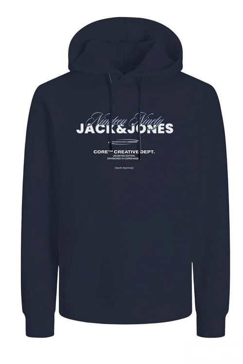 Core Jcoboost Pamuklu Regular Fit Sırt Baskılı Kapüşonlu Erkek Sweat 12284471 LACİVERT