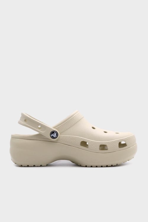 Crocs Classic Platform Clog W Logolu Çıkarılabilir Kayışlı Kadın Terlik 206750-2Y2 KEMİK
