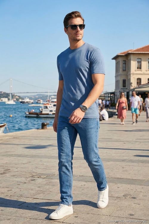 Dar Kalıp Düşük Bel Dar Paça Erkek Kot Pantolon 1115C69NAPOLI MAVİ