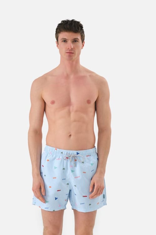 Deniz Şortu All Over Cepli Erkek Mayo Short JFSSSW30STRIPES MAVİ-BEYAZ