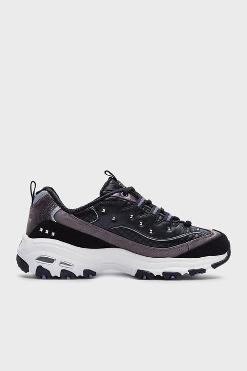 D'Lites Kapitoneli Hakiki Deri Kalın Taban Sneaker Kadın Ayakkabı 149630 BKSL SİYAH-GÜMÜŞ