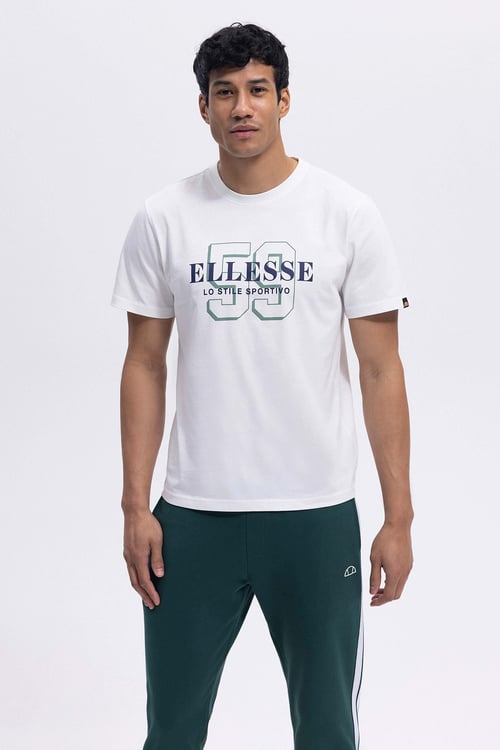 Ellesse Baskılı Pamuklu Regular Fit Bisiklet Yaka Erkek T Shirt EM455-OF BEYAZ