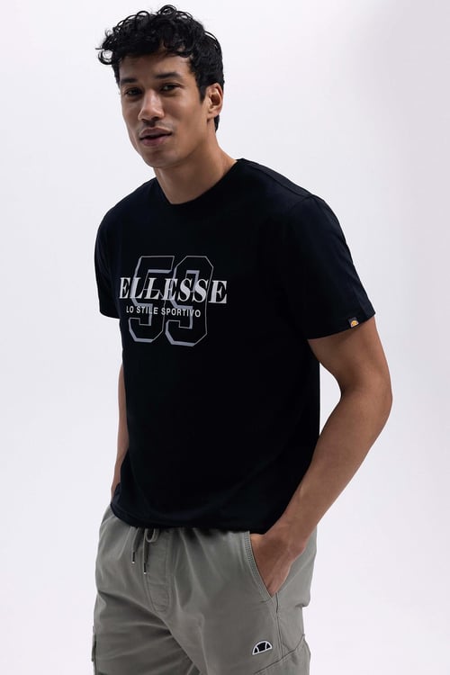Ellesse Baskılı Pamuklu Regular Fit Bisiklet Yaka Erkek T Shirt EM455-BK SİYAH