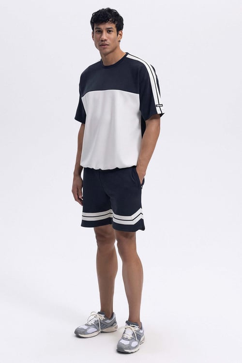 Ellesse Modal Karışımlı Regular Fit Bisiklet Yaka Renk Bloklu Erkek T Shirt EM488-BK SİYAH