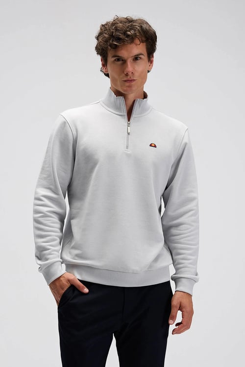 Ellesse Pamuklu Regular Fit Yarım Fermuarlı Dik Yaka Erkek Sweat EM580-GI GRİ