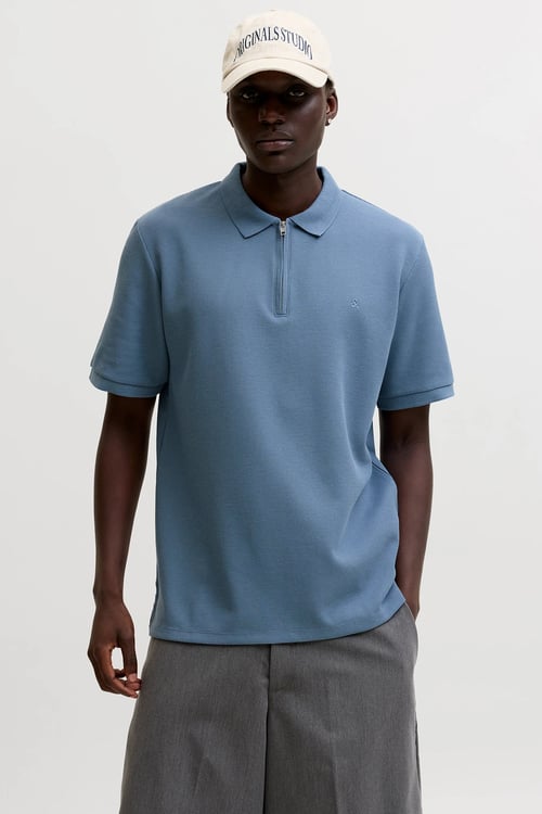 Essentials Jjeaustin Normal Kalıp Fermuarlı Erkek Polo Yaka T Shirt 12279177 İNDİGO