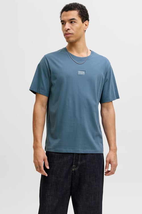 Essentials Jjecorp % 100 Pamuk Regular Fit Logolu Erkek T Shirt 12268415 İNDİGO