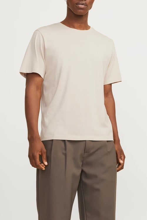 Essentials Jjecorp Pamuklu Slim Fit Bisiklet Yaka Erkek T Shirt 12151955 AÇIK BEJ