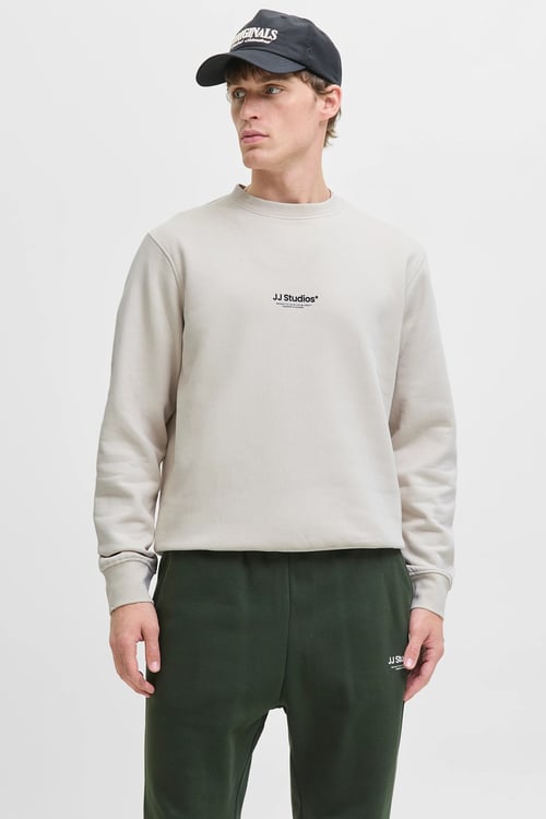 Essentials Jjesoho Pamuklu Regular Fit Bisiklet Yaka Erkek Sweat 12278791 TAŞ
