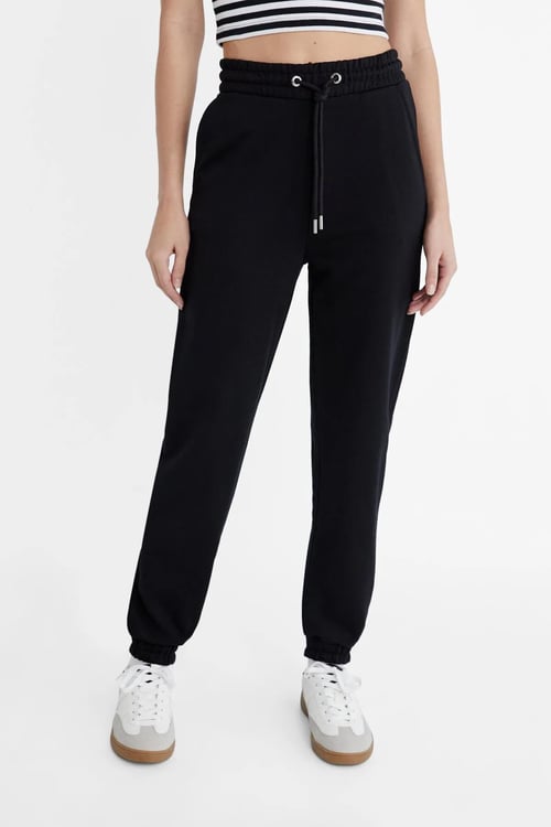 Fashion Friends Pamuklu Comfort Fit Normal Bel Lastikli Paça Bayan Eşofman Altı 25Y0214K1 SİYAH