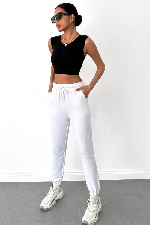 Fashion Friends Pamuklu Jogging Bayan Eşofman Altı 23K0834K1 EKRU