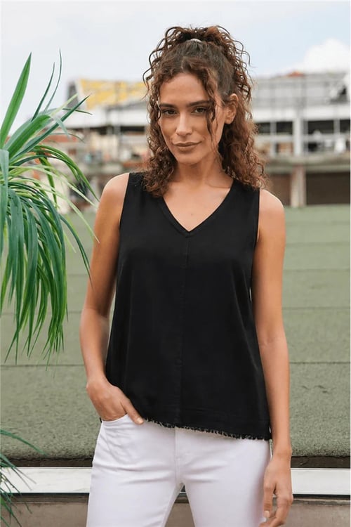 Fashion Friends Rahat Kalıp V Yaka Basic Kadın Bluz 26Y0530K1 SİYAH