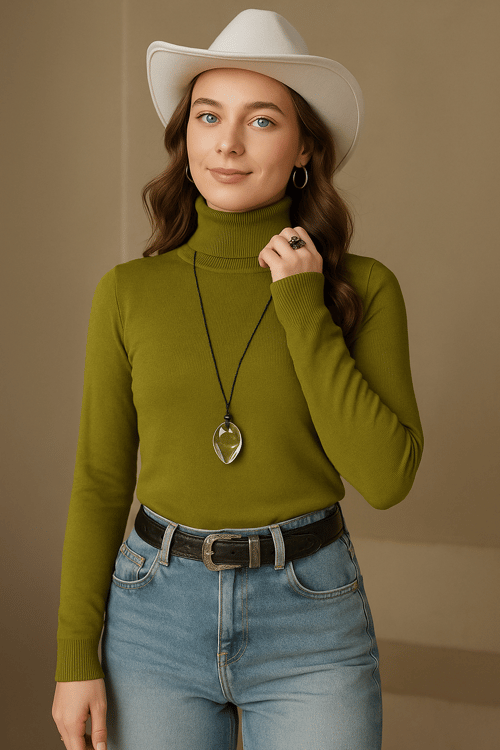 Fashion Friends Regular Fit Balıkçı Yaka Bayan Kazak 25K0780K1 YEŞİL