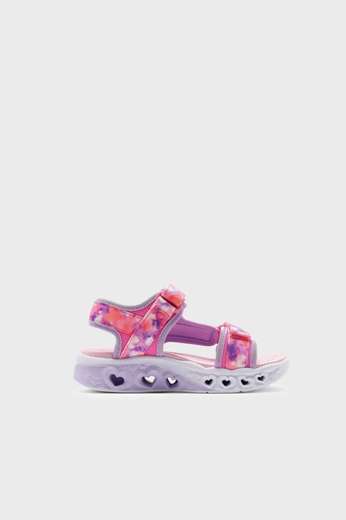 Flutter Hearts Sandal-Blurry Love Desenli Cırtl Cırtlı Kız Çocuk Sandalet 303110L PKLV Pembe-Lavanta