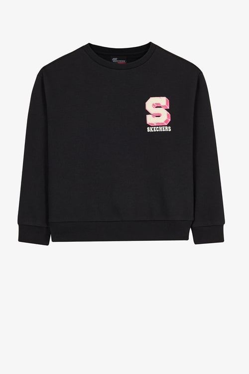 G Lw Collage Logolu Pamuklu Bisiklet Yaka Kız Çocuk Sweat SK2620117 3817 SİYAH