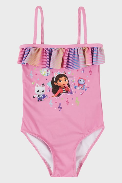 Gaby Desenli Fırfırlı Çabuk Kuruyan Kız Çocuk Mayo SM2512120000 PEMBE