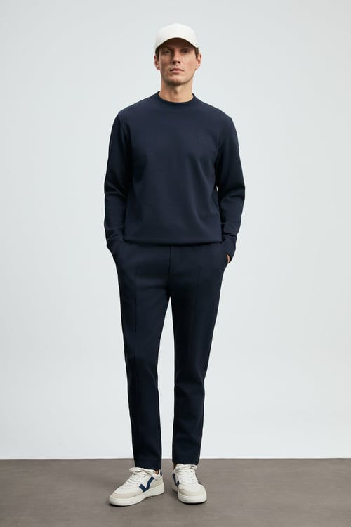 Grand Regular Fit Pamuklu Örme Kumaş Bisiklet Yaka Erkek Sweat 112030192 LACİVERT