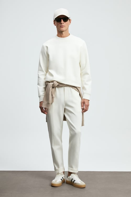 Grand Regular Fit Pamuklu Örme Kumaş Bisiklet Yaka Erkek Sweat 112030192 KIRIK BEYAZ
