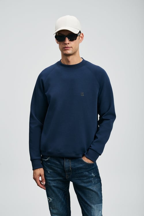 Grant Logolu Pamuklu Regular Fit Bisiklet Yaka Erkek Sweat 112030179 LACİVERT