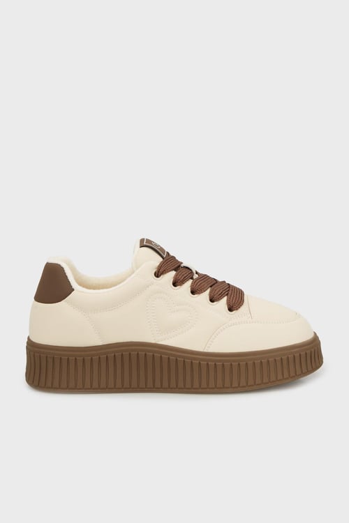Guja İçi Yumuşak Tüylü Kalın Tabanlı Sneaker Bayan Ayakkabı 38925K419 KAHVE