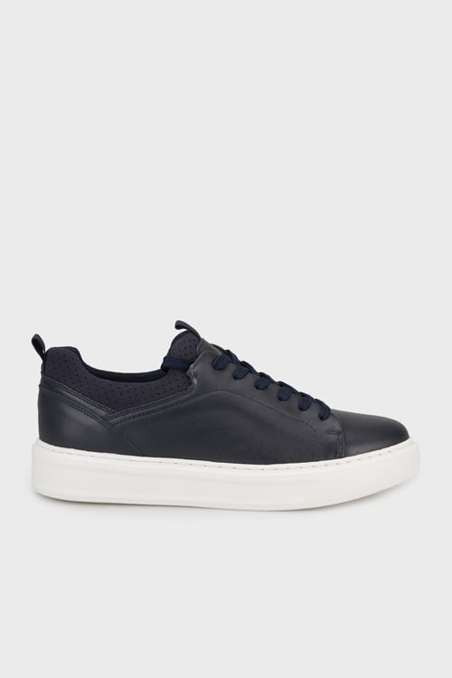 Hakiki Deri Kalın Tabanlı Sneaker Erkek Ayakkabı 15221593L1 LACİVERT