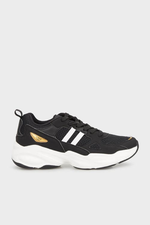 Hammer Jack Kalın Taban Memory Foam Sneaker Kadın Ayakkabı 101 20041-G SİYAH-ALTIN