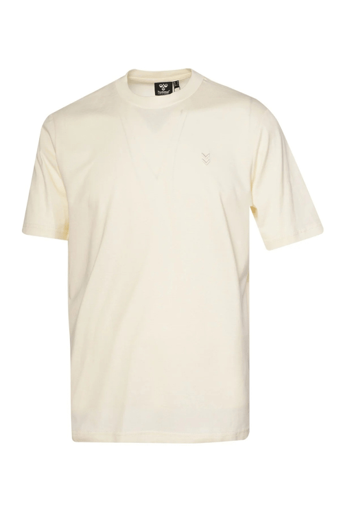 Hummel Logo Nakışlı % 100 Pamuk Regular Fit Bisiklet Yaka Erkek T Shirt 912263-9157 EKRU