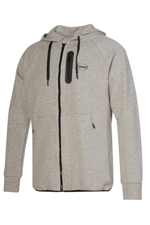 Hummel Logolu Streç Pamuklu Regular Fit Kapüşonlu Erkek Sweat 980343-2006 GRİ MELANJ