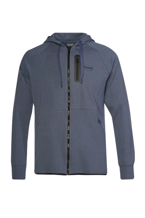Hummel Logolu Streç Pamuklu Regular Fit Kapüşonlu Erkek Sweat 980343-8588 İNDİGO