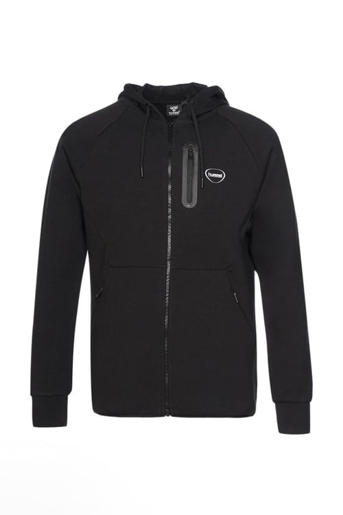 Hummel Logolu Streç Pamuklu Regular Fit Kapüşonlu Erkek Sweat 980343-2001 SİYAH