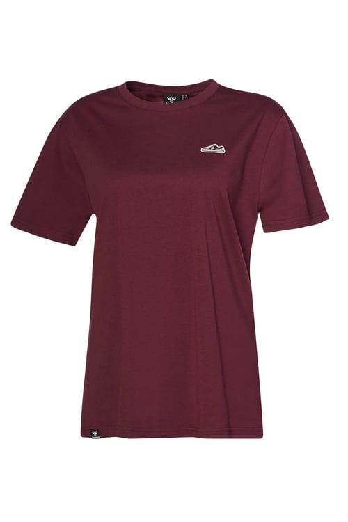 Hummel Minimal Nakışlı % 100 Pamuk Bisiklet Yaka Erkek T Shirt 912122-3858 BORDO