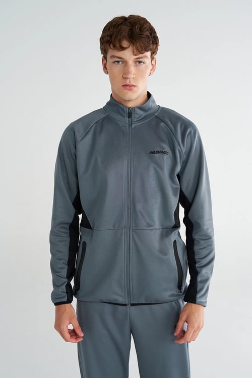 Hummel Regular Fit Dik Yaka Logolu Fermuarlı Erkek Sweat 922388-7319 GRİ