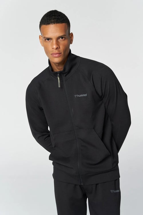 Hummel Regular Fit Logo Baskılı Dik Yaka Kanguru Cepli Erkek Eşofman Üstü 921678-2001 SİYAH