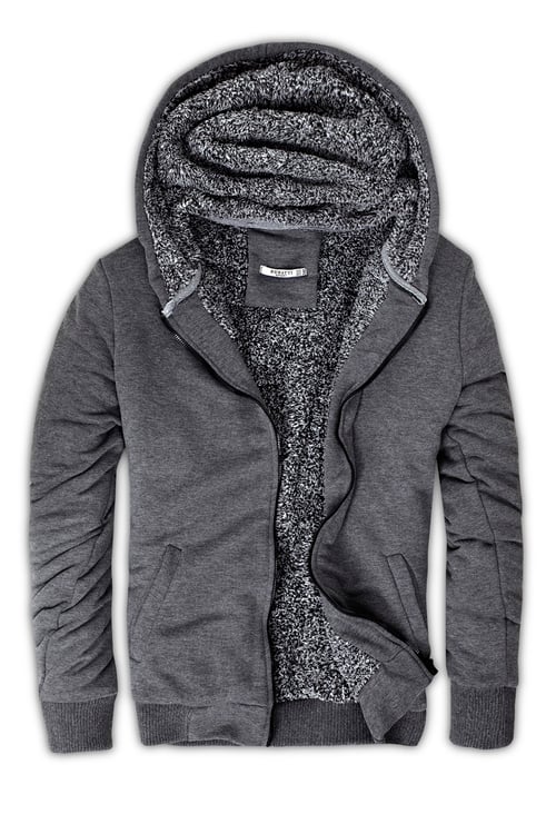 İçi Kürklü Kapüşonlu  Slim Fit Erkek Sweat 575708 ANTRASİT
