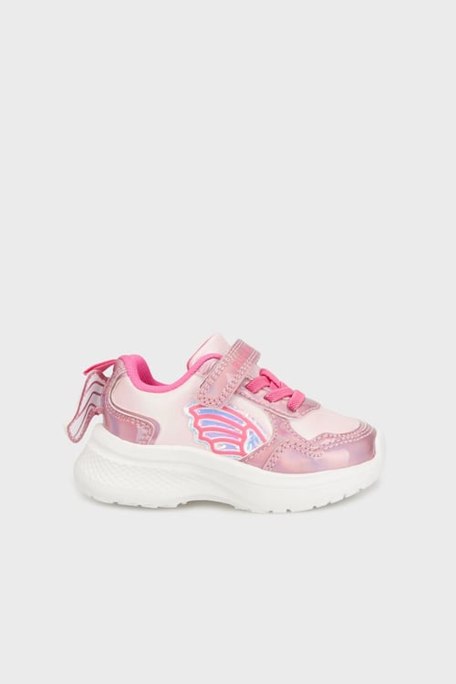 Işıklı Cırtlı ve Bağlamalı Sneaker Kız Çocuk Ayakkabı BUCK3041 PEMBE