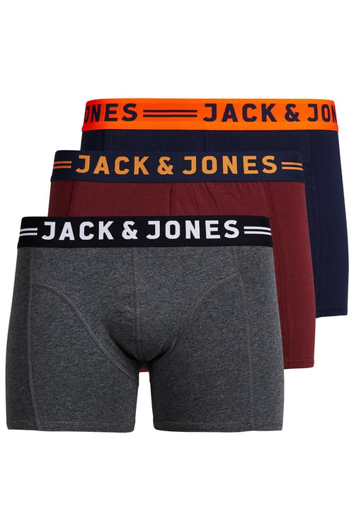 Jack & Jones Addıiıonals Jaclichfield 3 Pack Erkek Boxer 12113943 Gri-Lacivert-Bordo
