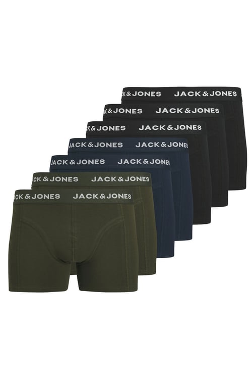 Jack & Jones Addtiıonals Jacbenja Solıd Trunks Pamuklu Logolu 7 Pack Erkek Boxer 12285464 Lacivert-Siyah-Haki