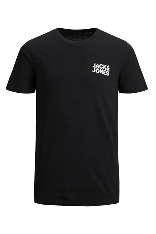 Jack & Jones Baskılı Büyük Beden Esnek ve Yumuşak Pamuklu Plus Jjecorp Erkek T Shirt 12158505 SİYAH-BEYAZ
