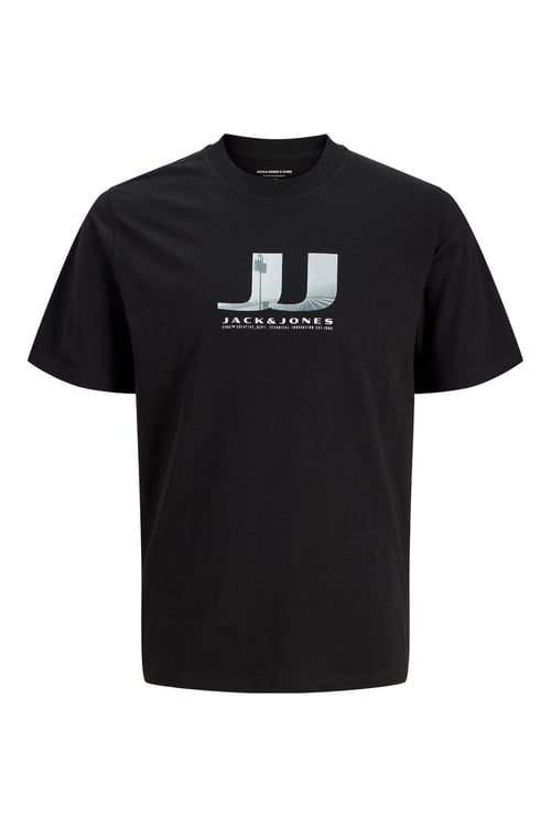 Jack & Jones Core Jcodust Pamuklu Regular Fit Baskılı Bisiklet Yaka Erkek T Shirt 12297849 SİYAH