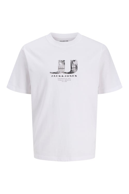 Jack & Jones Core Jcodust Pamuklu Regular Fit Baskılı Bisiklet Yaka Erkek T Shirt 12297849 BEYAZ