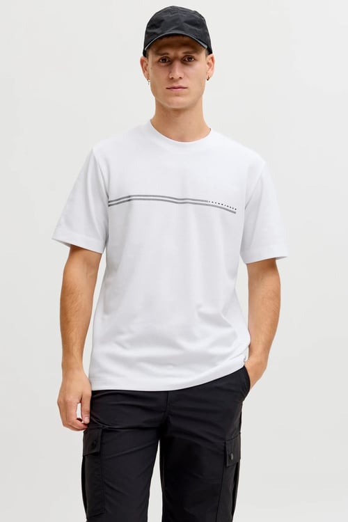 Jack & Jones Core Jcofusion Pamuklu Regular Fit Logolu Erkek T Shirt 12289936 BEYAZ