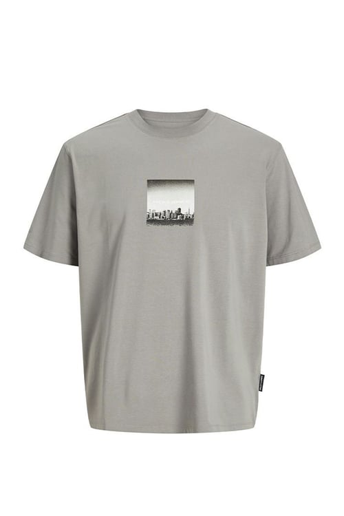 Jack & Jones Core Jcopacer Baskılı Streç Pamuklu Relaxed Fit Bisiklet Yaka Erkek T Shirt 12273775 GRİ