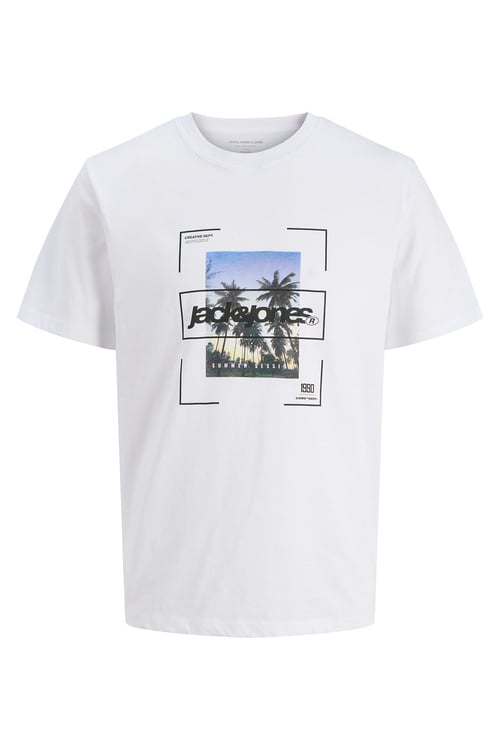 Jack & Jones Core Jcosystematic Pamuklu Regular Fit Bisiklet Yaka Erkek T Shirt 12286113 BEYAZ