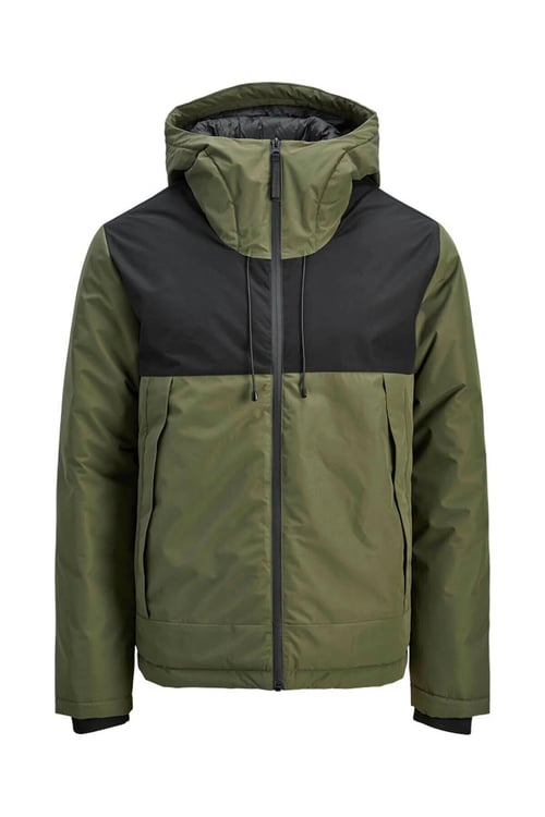 Jack & Jones Core Jcounion Regular Fit Kapüşonlu Erkek Mont 12285586 HAKİ-SİYAH