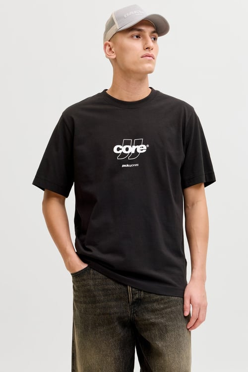 Jack & Jones Core Logolu Pamuklu Regular Fit Bisiklet Yaka Erkek T Shirt 12289868 SİYAH