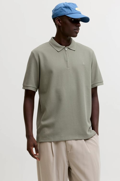 Jack & Jones Essentials Jjeaustin Normal Kalıp Fermuarlı Erkek Polo Yaka T Shirt 12279177 AÇIK YEŞİL