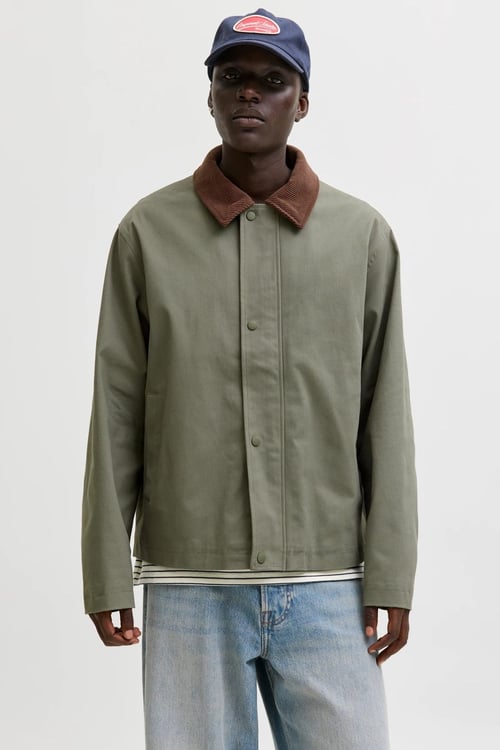 Jack  &Jones Essentials Jjegraham Pamuklu Regular Fit Ceket Yaka Erkek Mont 12288889 HAKİ