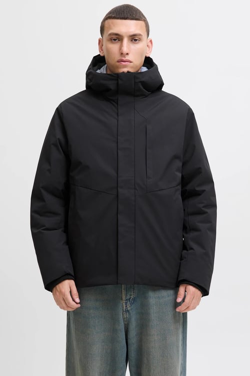 Jack & Jones Essentials Jjekeen Regular Fit Dik Yaka Kapüşonlu Erkek Mont 12278781 SİYAH